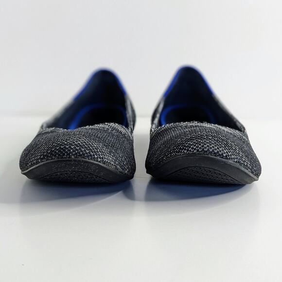 Rothy's Shoes The Flat Round Toe Women 8 Black Stripe Ballet Slip On Washable - Picture 3 of 12